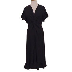 Max Studio Ruffle Trimmed/Knot Front Pull On Midi Dress- Sz. Sm